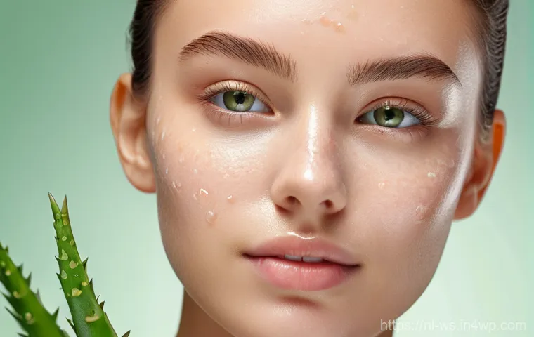 천연 스킨케어로 여드름 자국 없애기 - Image Prompt 1: Aloe Vera's Soothing Touch**