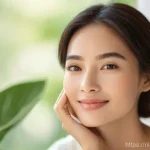 Home 19 천연 성분으로 만든 스킨케어의 장점 - **Prompt:** A serene and beautiful woman, appearing to be in her late 20s or early 30s, with a gentl...